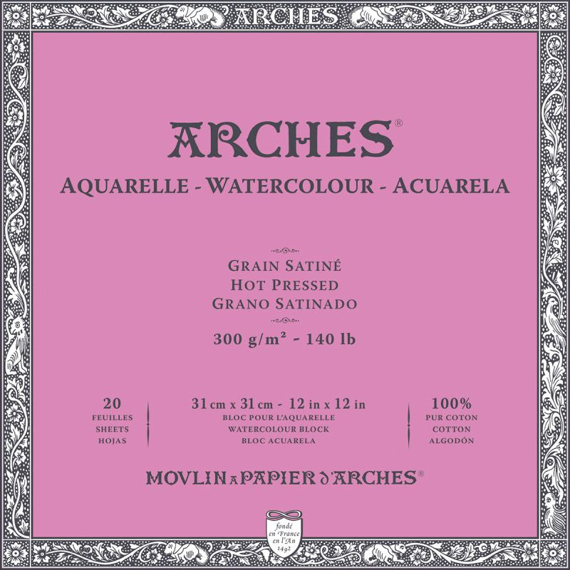 Arches Watercolour Block 300gsm Hot Pressed 20 Sheets