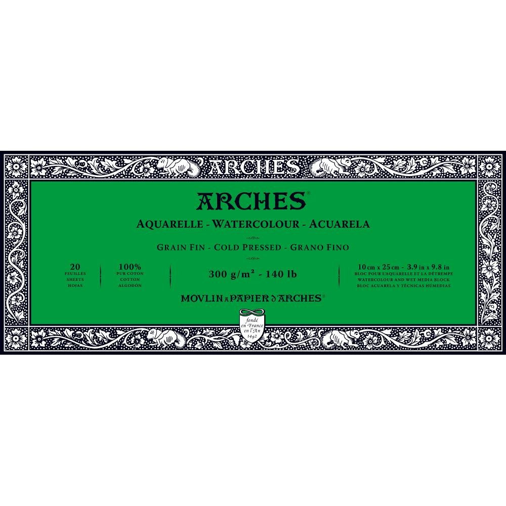 Arches Watercolour Block 300gsm Cold Pressed 20 Sheets 10x25cm