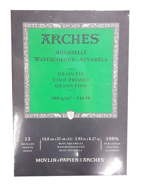 Arches Watercolour Pad 300gsm Cold Pressed 12 Sheets