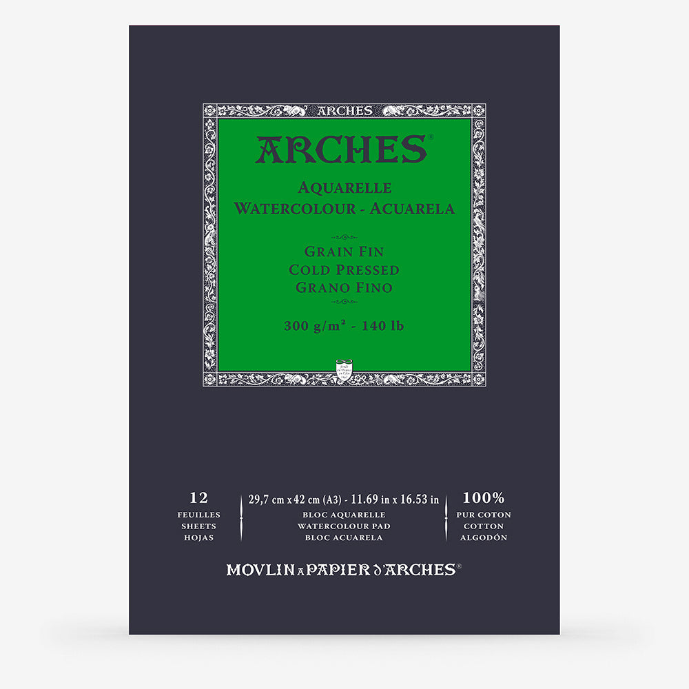Arches Watercolour Pad 300gsm Cold Pressed 12 Sheets