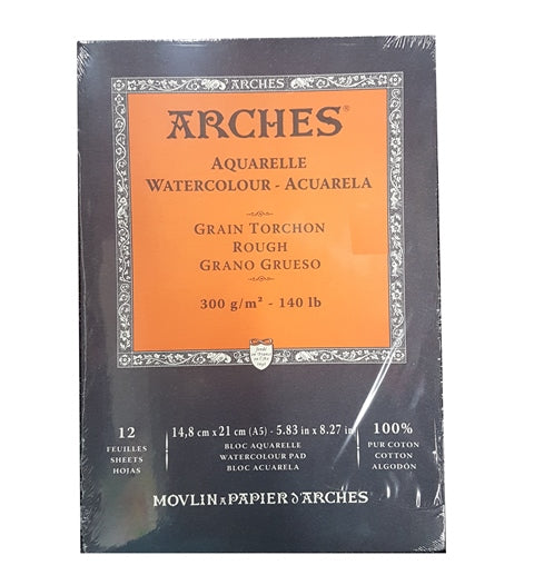 Arches Watercolour Pad 300gsm Rough 12 Sheets A5