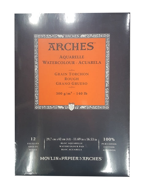 Arches Watercolour Pad 300gsm Rough 12 Sheets A3