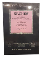 Arches Watercolour Pad 185gsm Hot Pressed 15 Sheet A3