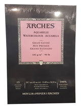 Arches Watercolour Pad 185gsm Hot Pressed 15 Sheet A3