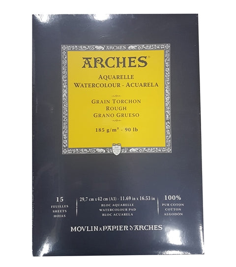 Arches Watercolour Pad 185gsm Rough 15 Sheet A3