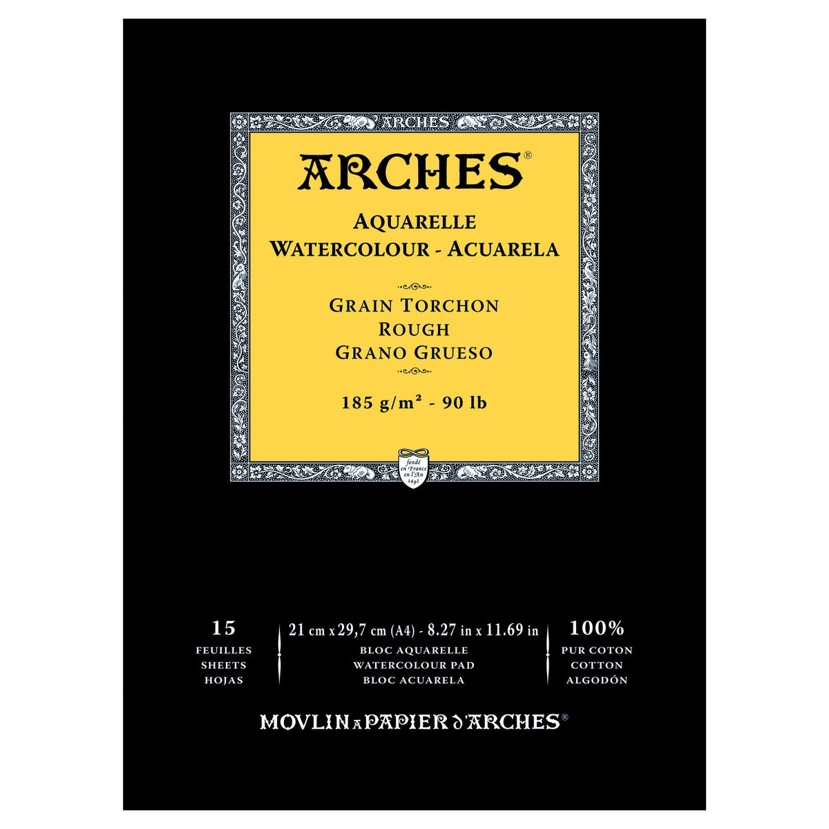 Arches Watercolour Pad 185gsm Rough 15 Sheet