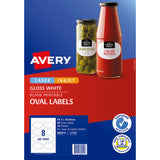 Avery L7127 Oval Glossy Labels White Packet 10