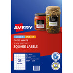 Avery L7119 Square Glossy Labels White Packet 10