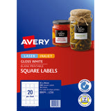 Avery L7124 Square Glossy Labels White Packet 10