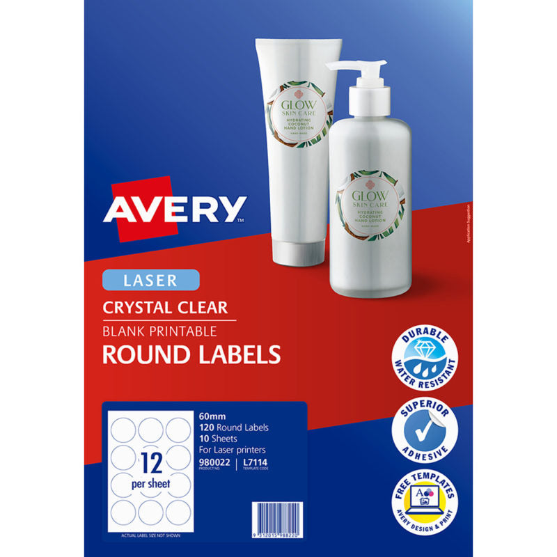 Avery L7114 Round Crystal Clear Labels Packet 10 60mm