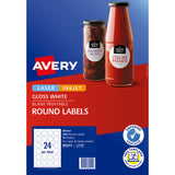 Avery L7147 Round Glossy Labels White Packet 10 40mm
