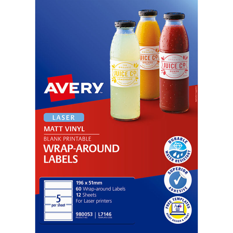 Avery L7146 Wrapround Labels White Packet 12