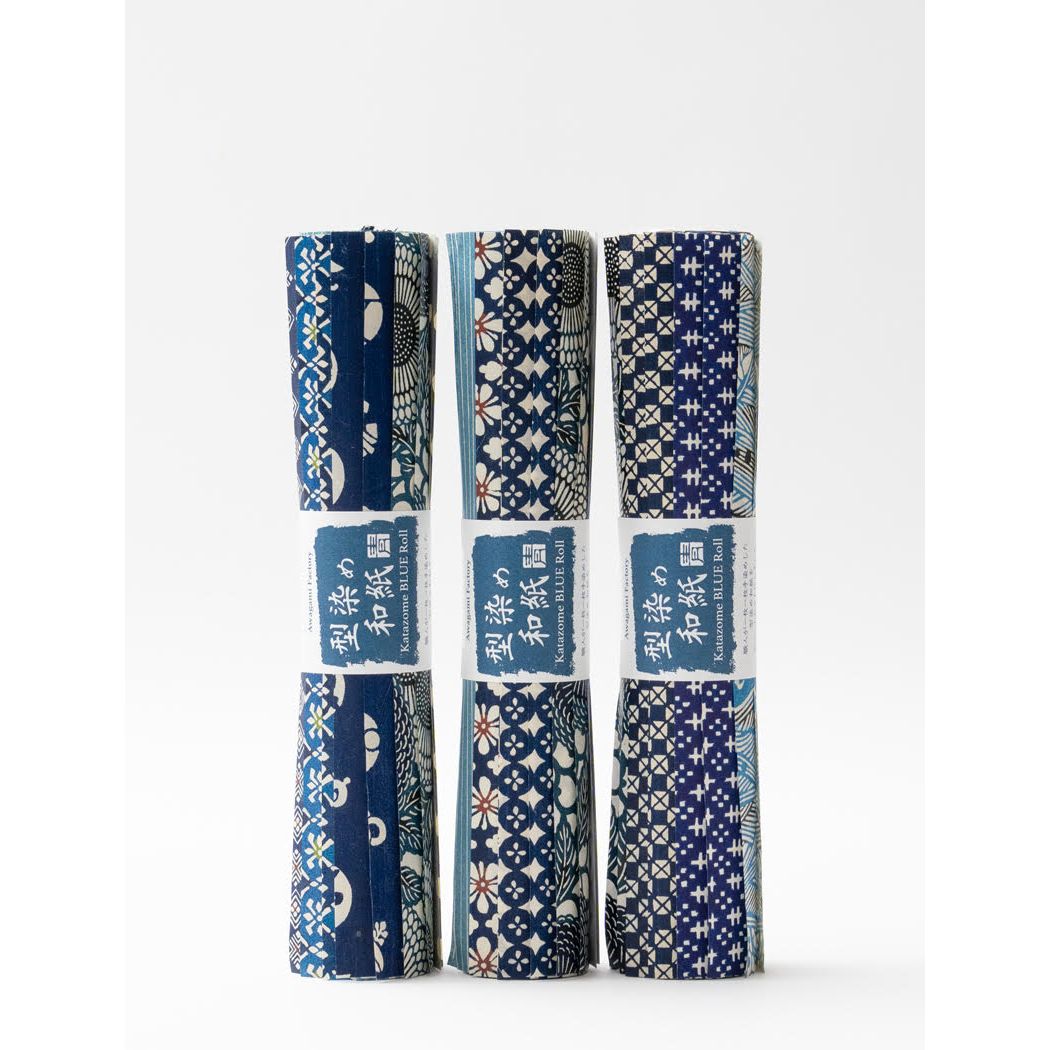 AWAGAMI KATAZOME 61G ROLL SET 30 SHEETS JAPAN BLUE
