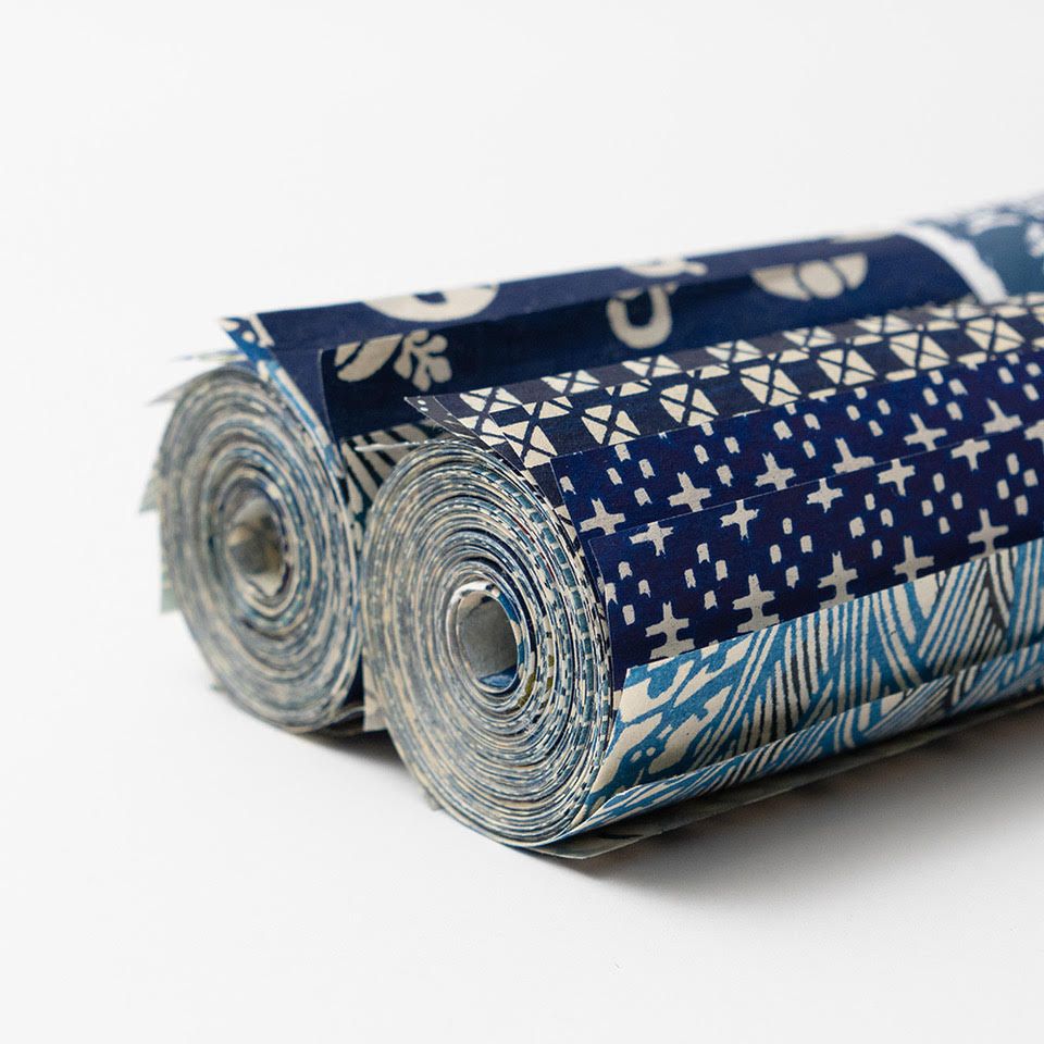 AWAGAMI KATAZOME 61G ROLL SET 30 SHEETS JAPAN BLUE