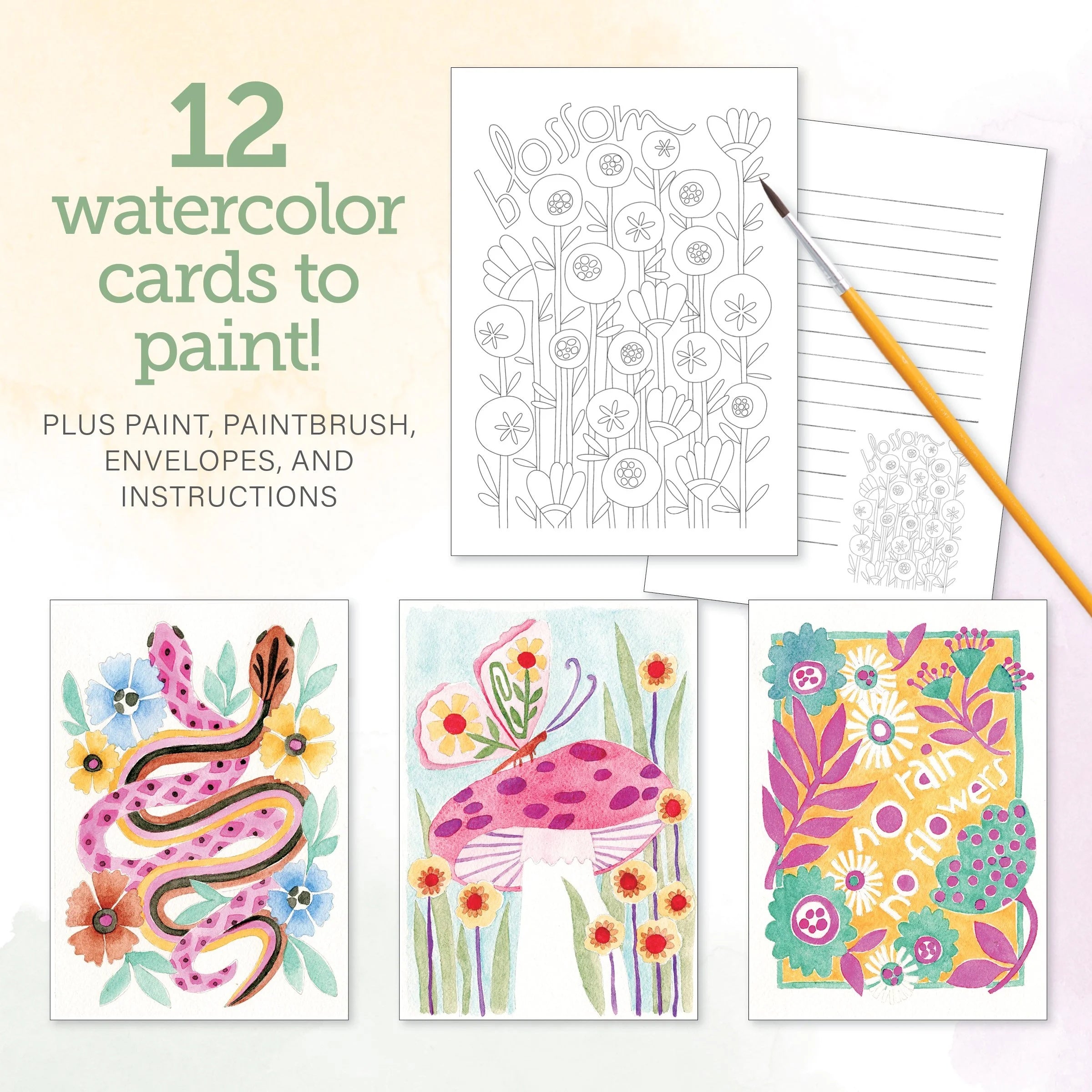 WATERCOLOR THE EASY WAY PAINT-YOUR-OWN WATERCOLOR CARDS: GARDEN