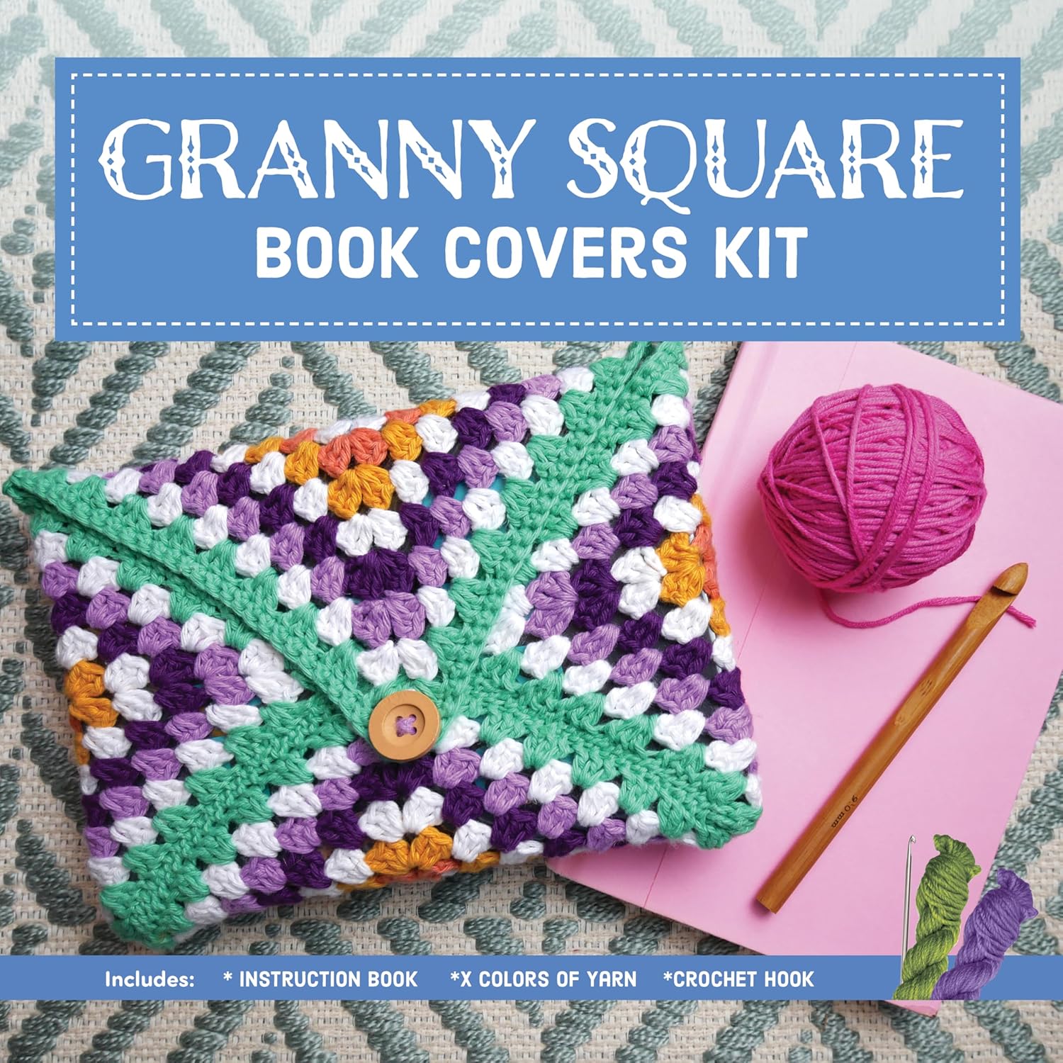 GRANNY SQUARE BOOK COVERS KIT