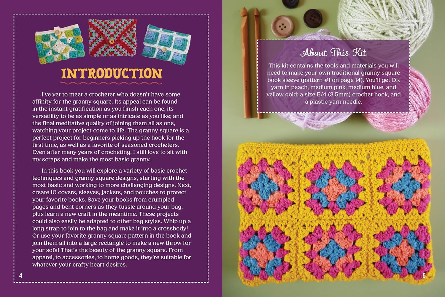 GRANNY SQUARE BOOK COVERS KIT
