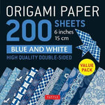 ORIGAMI PAPER BLUE WHITE 200 SHEETS 15CM