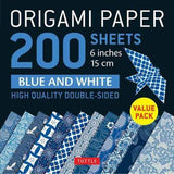 ORIGAMI PAPER BLUE WHITE 200 SHEETS 15CM