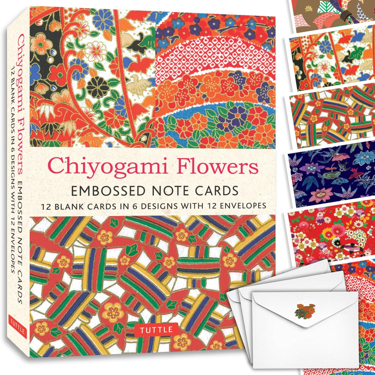 CHIYOGAMI FLOWERS EMBOSSED NOTE CARDS