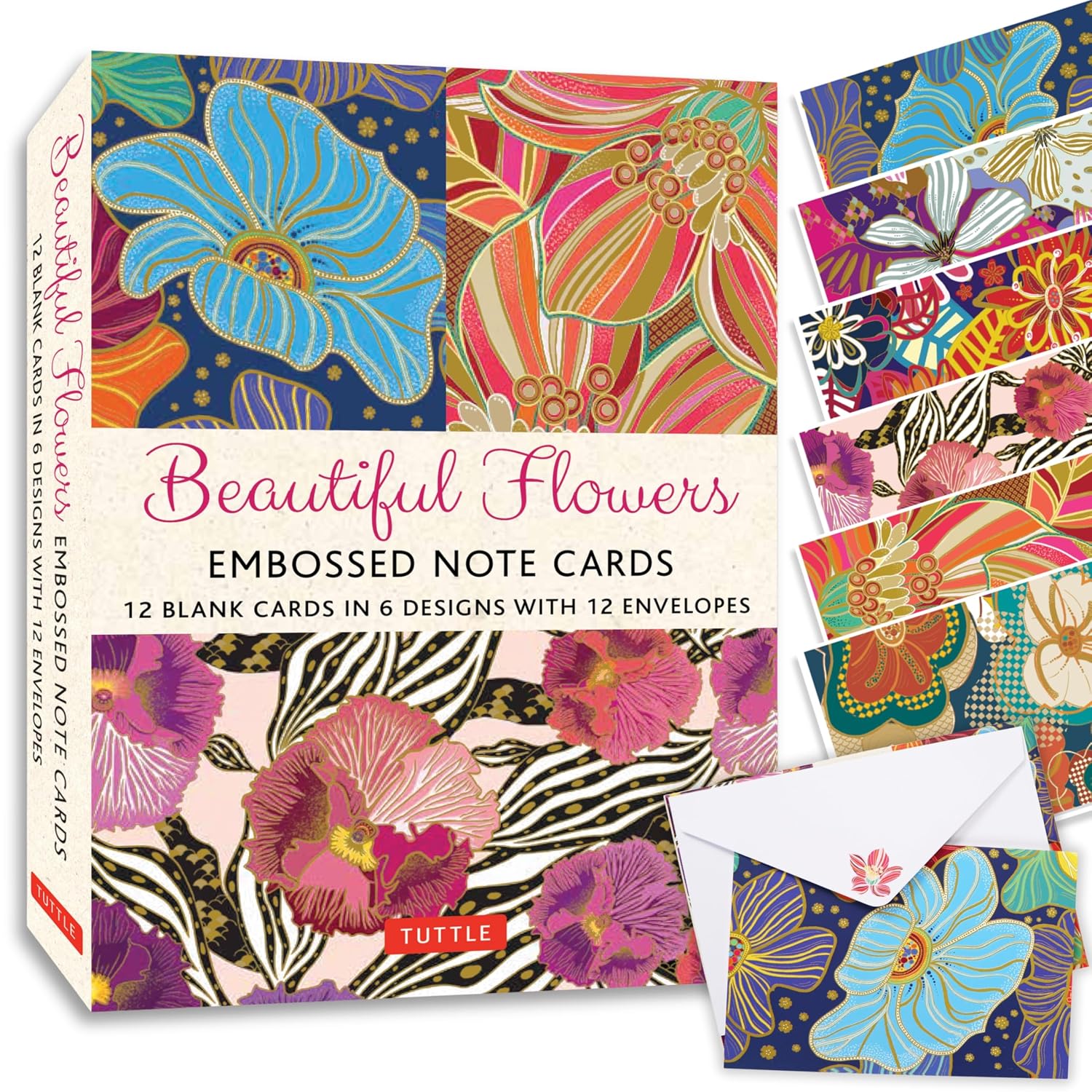 BEAUTIFUL FLOWERS: 12 EMBOSSED NOTE CARDS