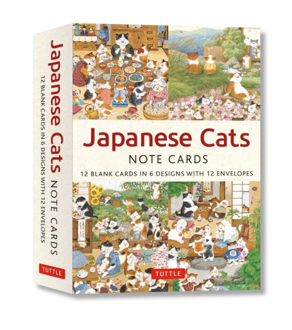 JAPANESE CATS 12 BLANK NOTE CARDS