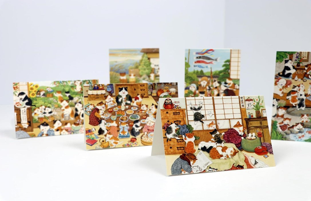 JAPANESE CATS 12 BLANK NOTE CARDS