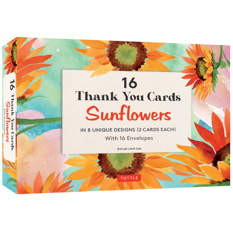 16 THANK YOU CARDS SUNFLOWERS