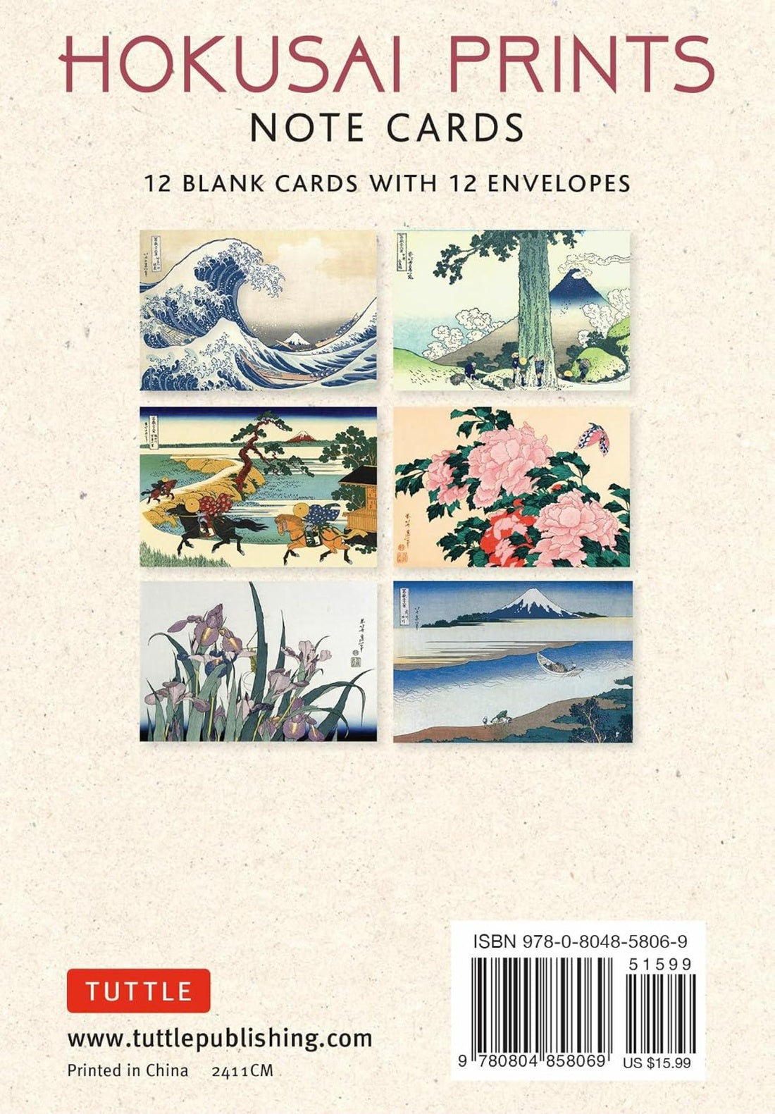 HOKUSAI PRINTS NOTE CARDS - 12 CARDS