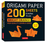 ORIGAMI PAPER BRIGHT ORANGE 200 SHEETS 15CM