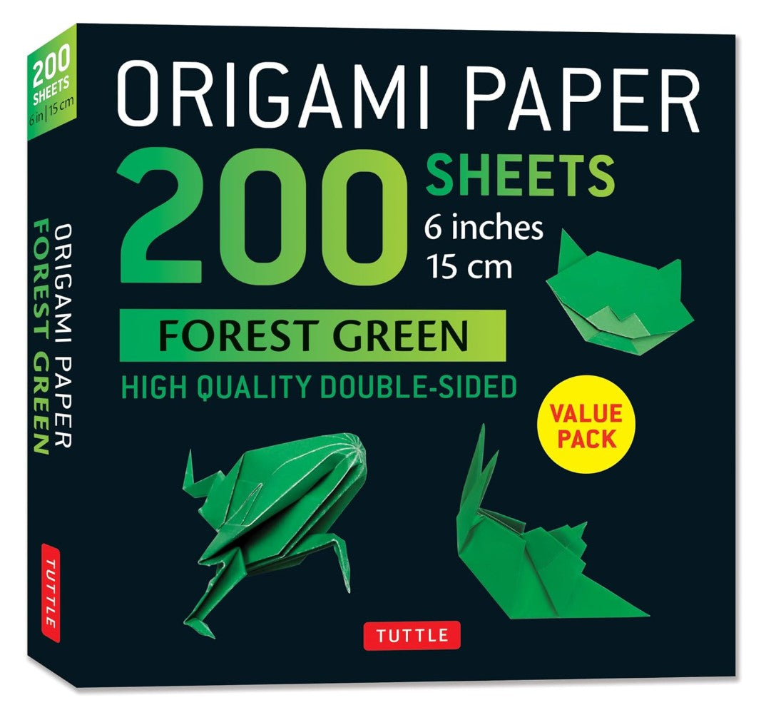 ORIGAMI PAPER FOREST GREEN 200 SHEETS 15CM