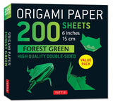 ORIGAMI PAPER FOREST GREEN 200 SHEETS 15CM