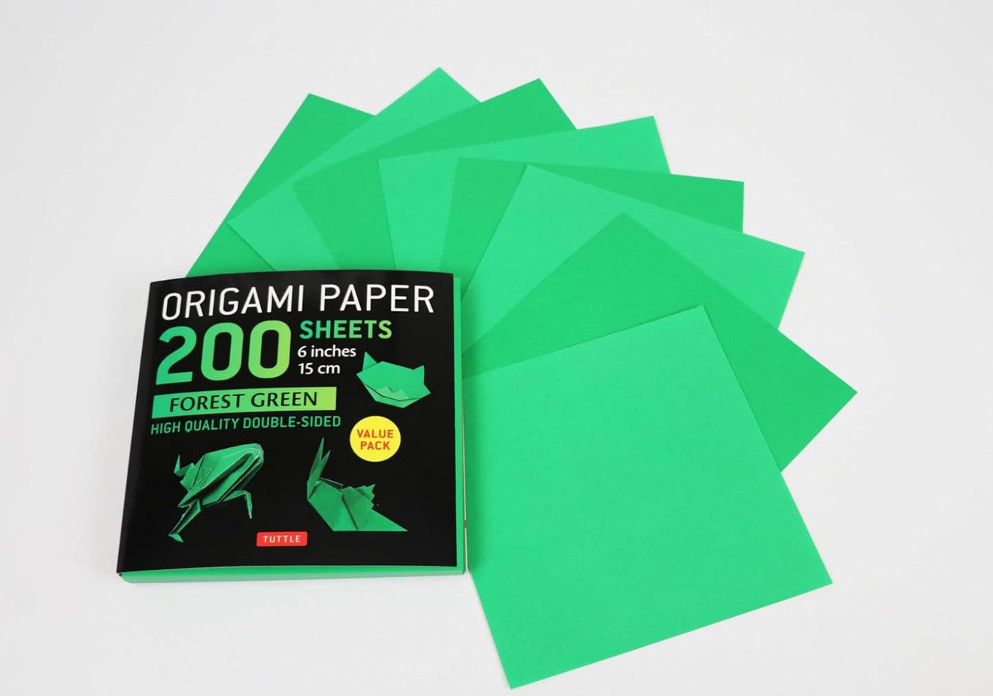 ORIGAMI PAPER FOREST GREEN 200 SHEETS 15CM