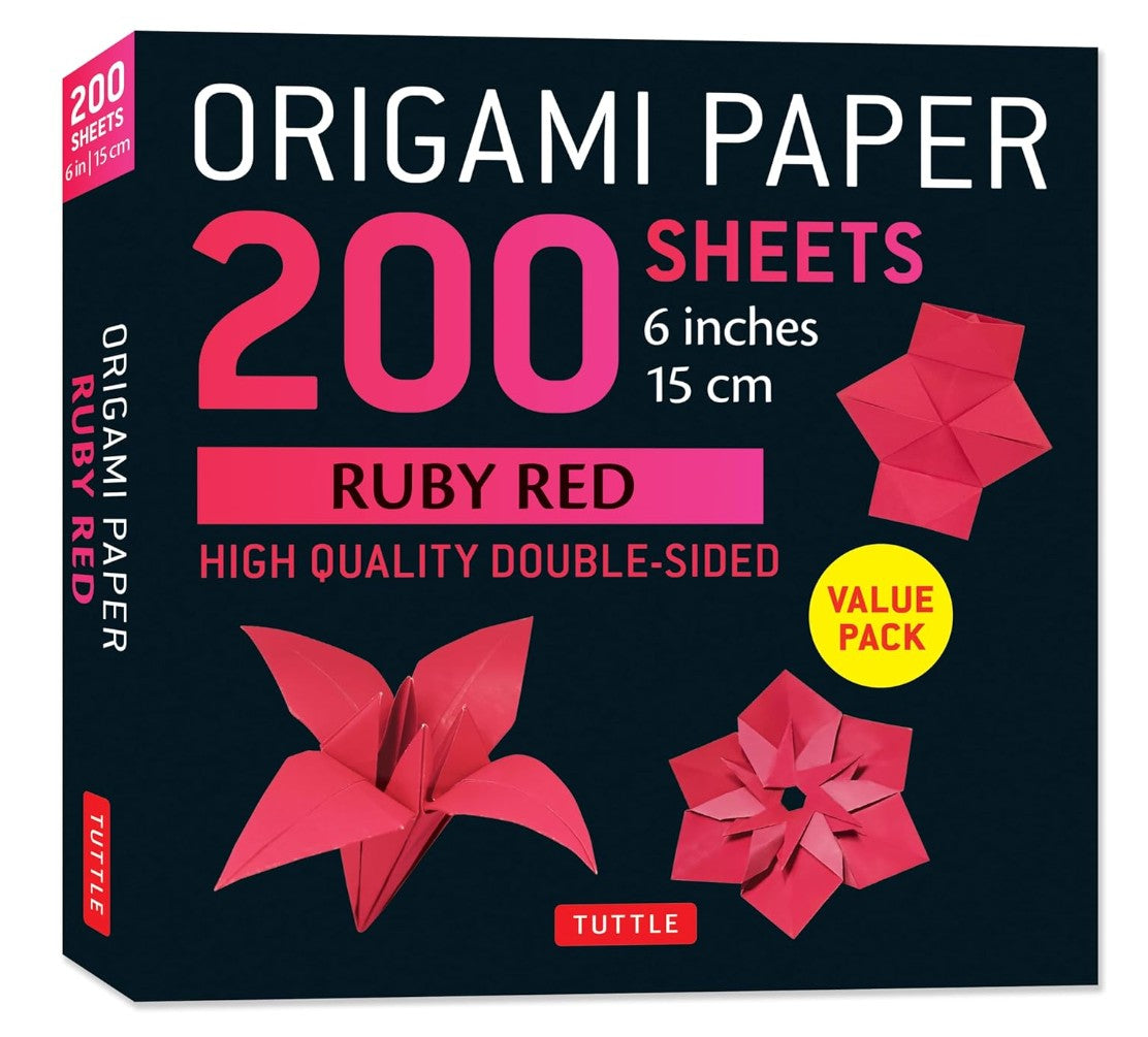 ORIGAMI PAPER RUBY RED 200 SHEETS 15CM