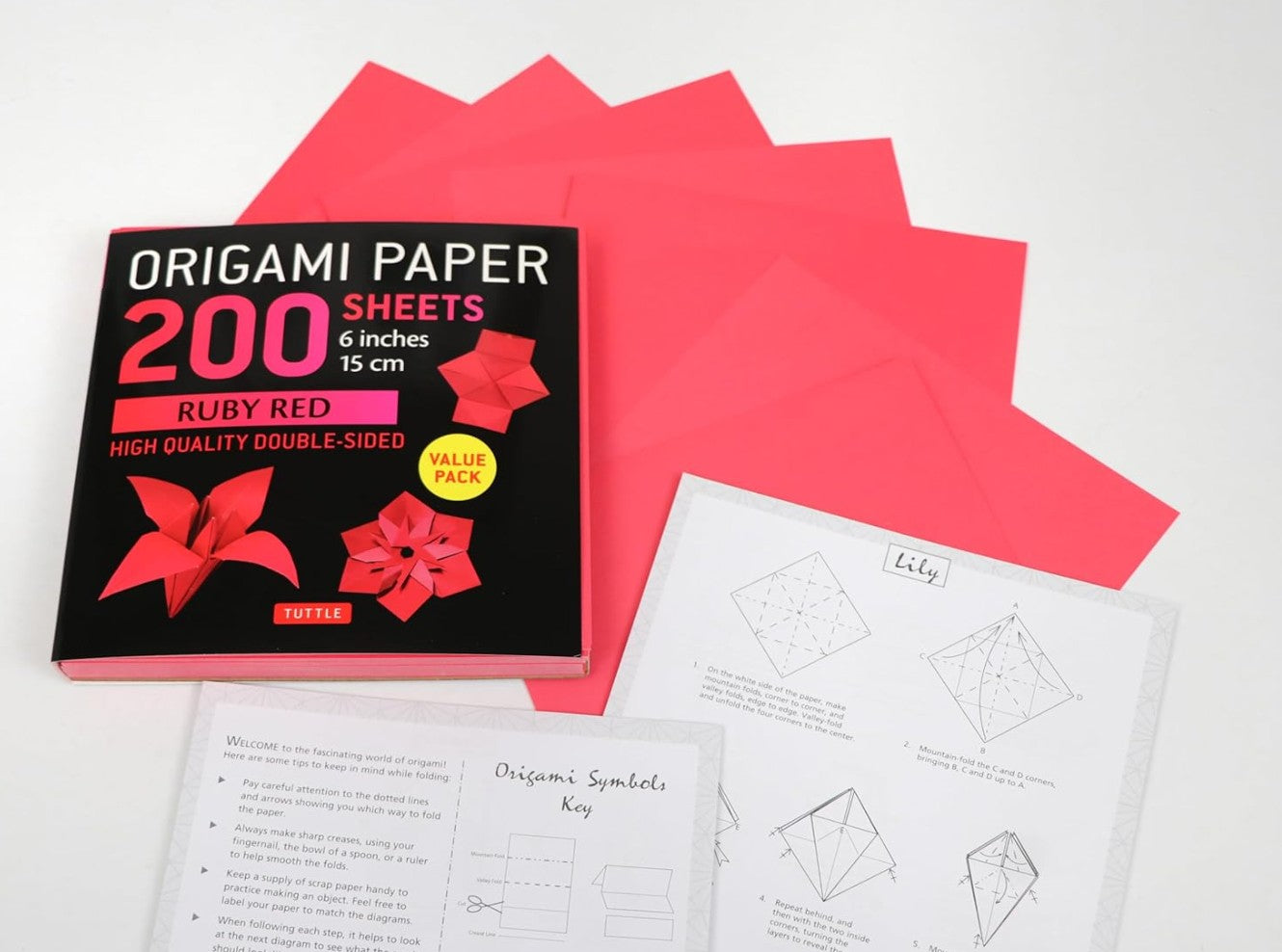 ORIGAMI PAPER RUBY RED 200 SHEETS 15CM