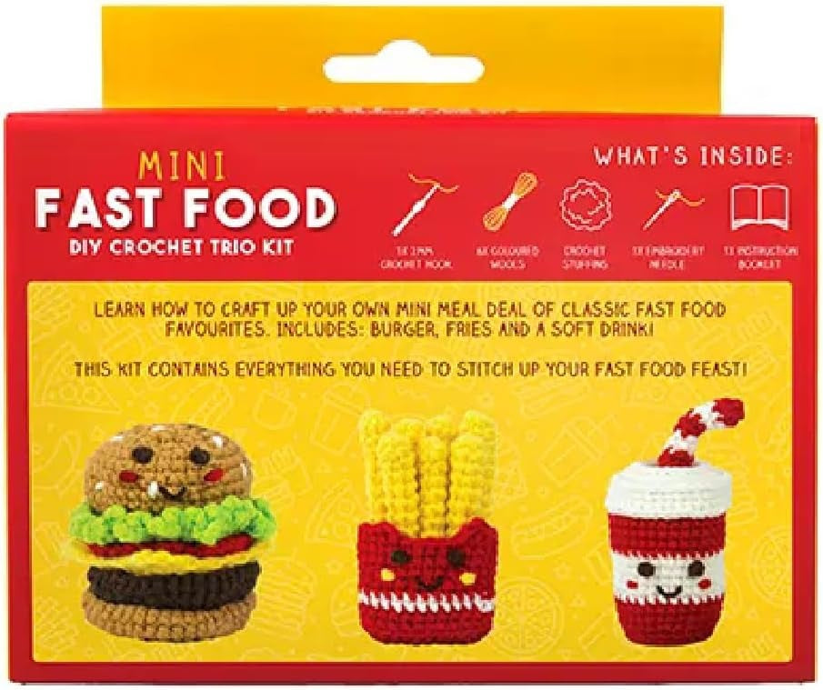 MINI FAST FOOD DIY CROCHET TRIO KIT - CREATE 3 TASTY CHARACTERS
