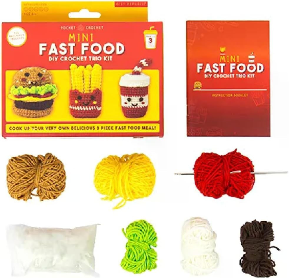 MINI FAST FOOD DIY CROCHET TRIO KIT - CREATE 3 TASTY CHARACTERS
