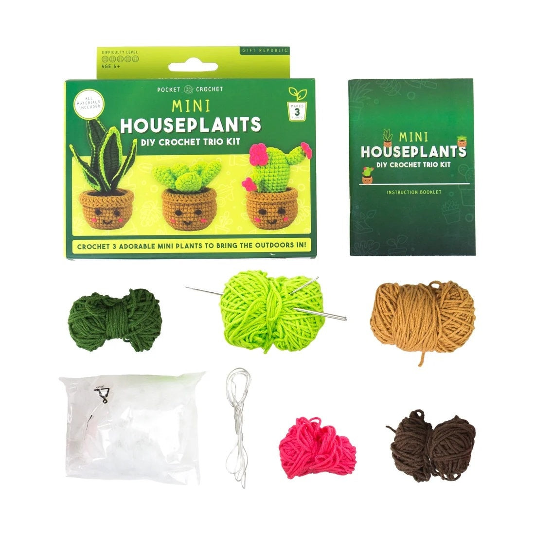 MINI HOUSEPLANTS DIY CROCHET TRIO KIT - CREATE 3 ADORABLE PLANTS
