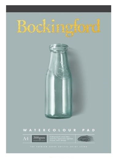 Bockingford : Watercolor Pad : 300gsm : A4 : Mixed Surface : 12 Sheets : 4 X Rough, Cold Pressed & Hot Pressed | Jackson's Art