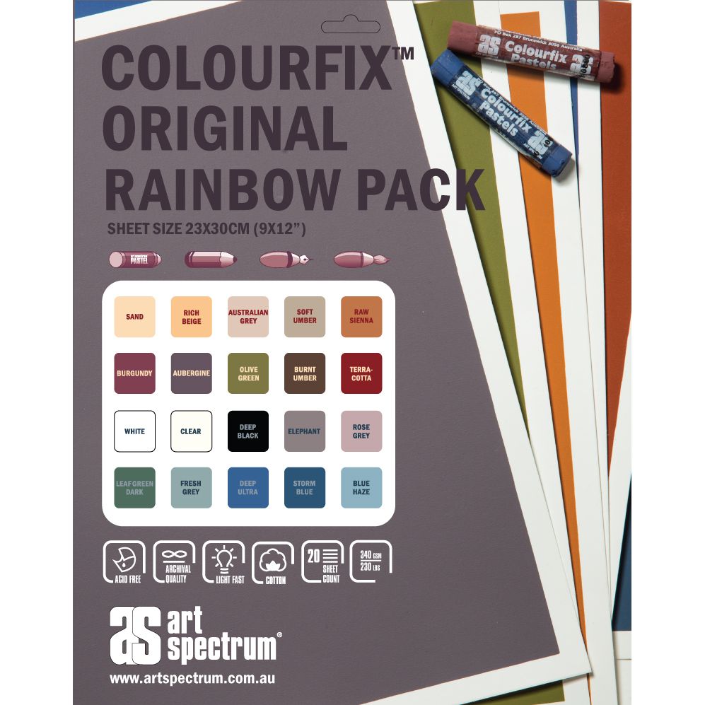 Art Spectrum Colourfix Original Paper 340gsm Rainbow Packet 20