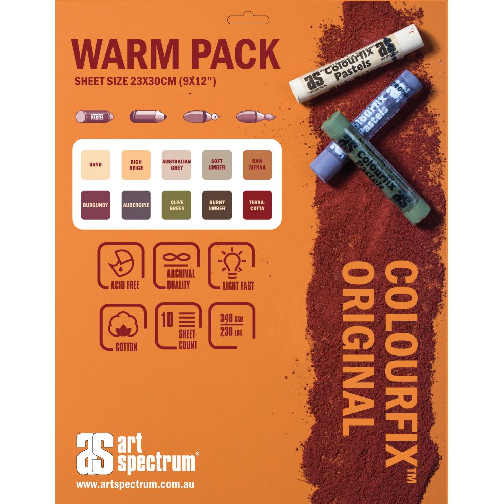 Art Spectrum Colourfix Original Paper 340gsm Assorted Warm Tones Packet 10