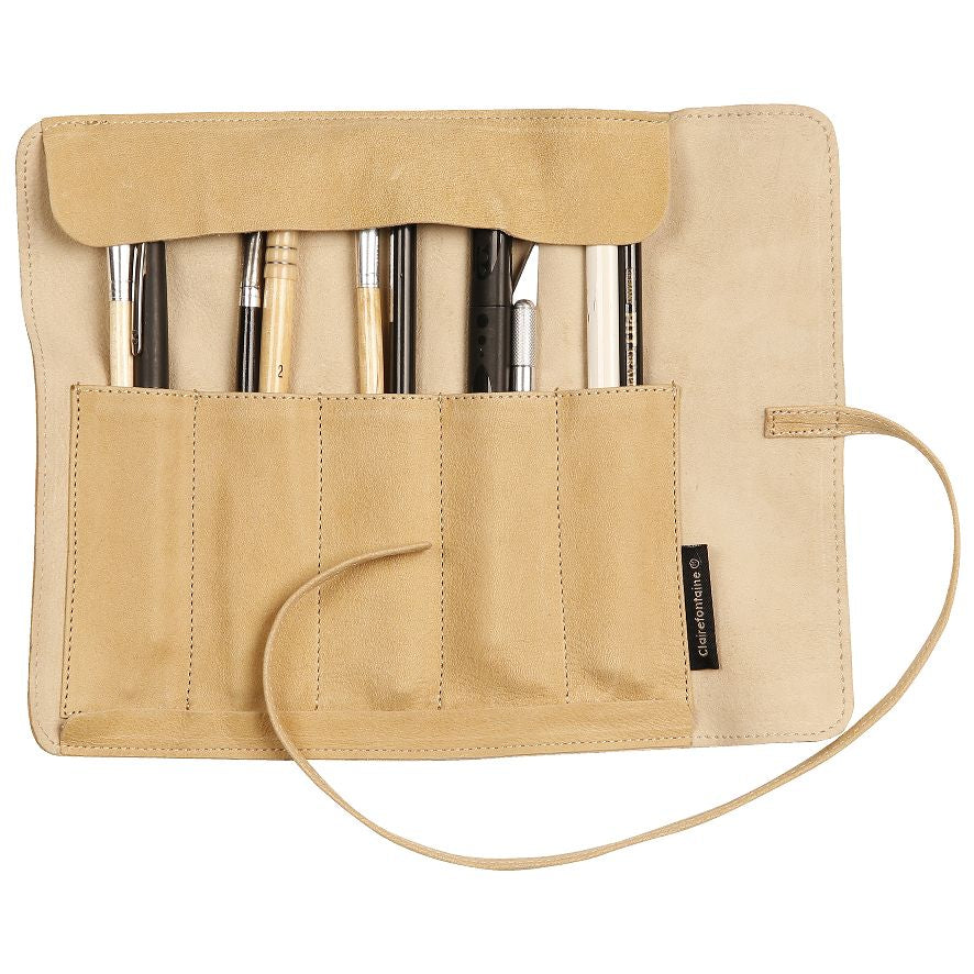 CLAIRFONTAINE FLYING SPIRIT PENCIL CASE ROLL BEIG