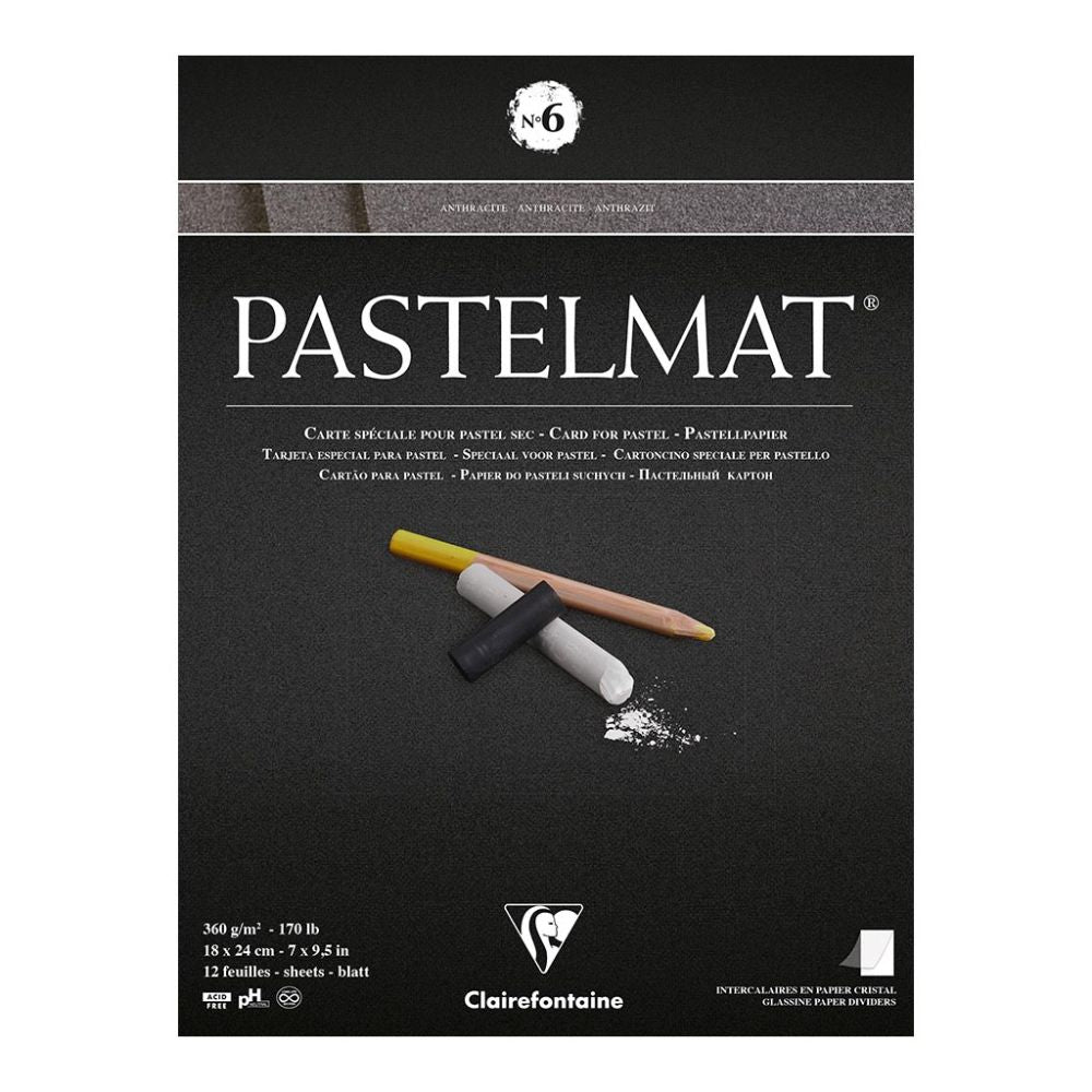 Clairefontaine Pastelmat Pad 360gsm Anthracite 12 Sheets