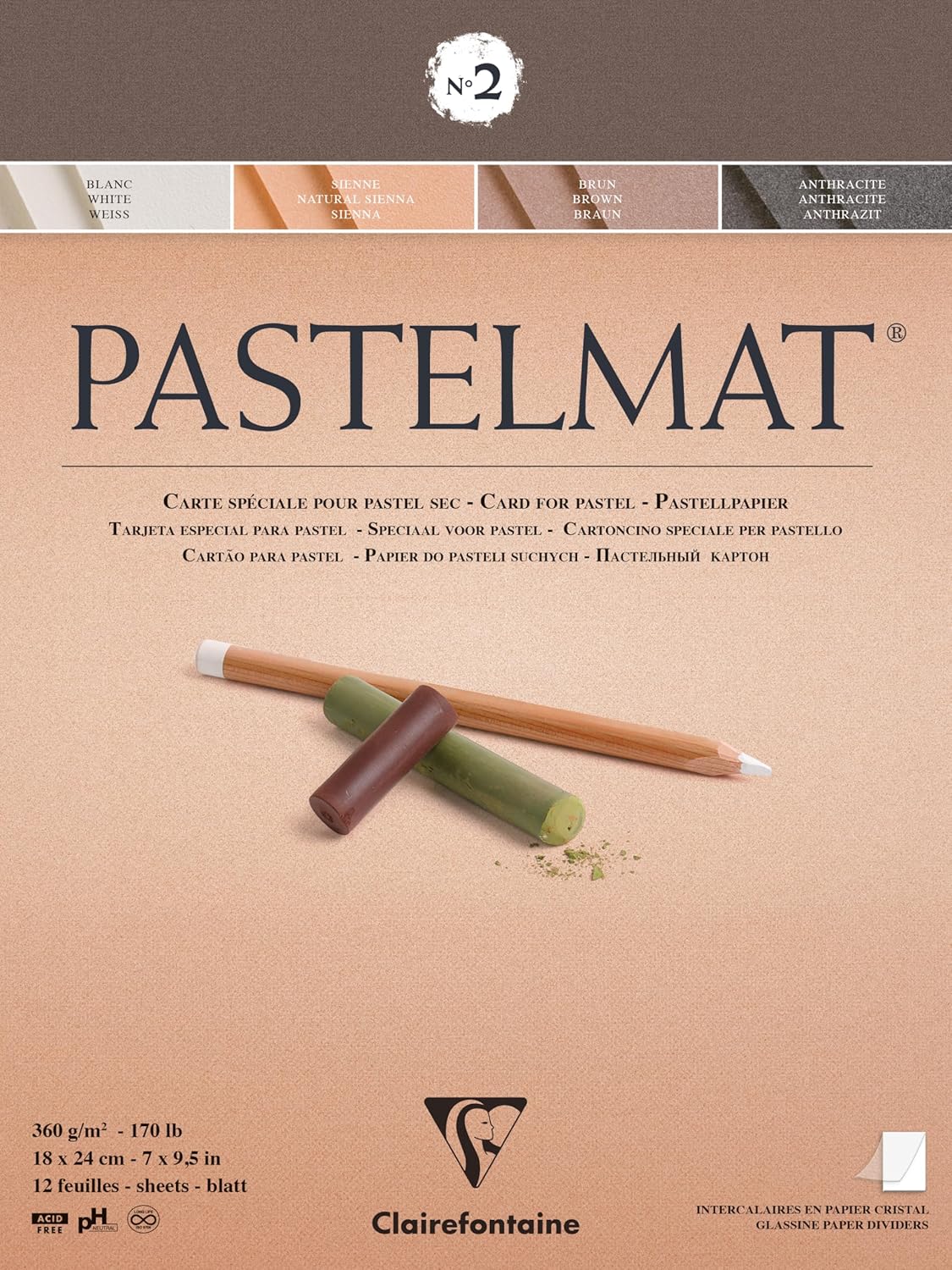 Clairefontaine Pastelmat Pad 360gsm Cool Shade 12 Sheets
