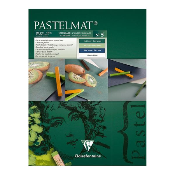 Clairfontaine Pastelmat Pad 360gsm Greens 12 Sheets 18x24cm