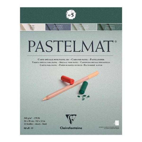 Clairfontaine Pastelmat Pad 360gsm Greens 12 Sheets 24x30cm