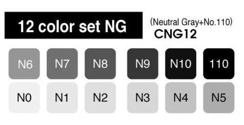 Copic Classic Marker Neutral Grey Set 12 SET