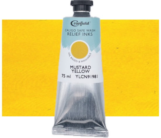 Cranfield Safe Wash Relief Printing Ink Mustard Yellow 75ml