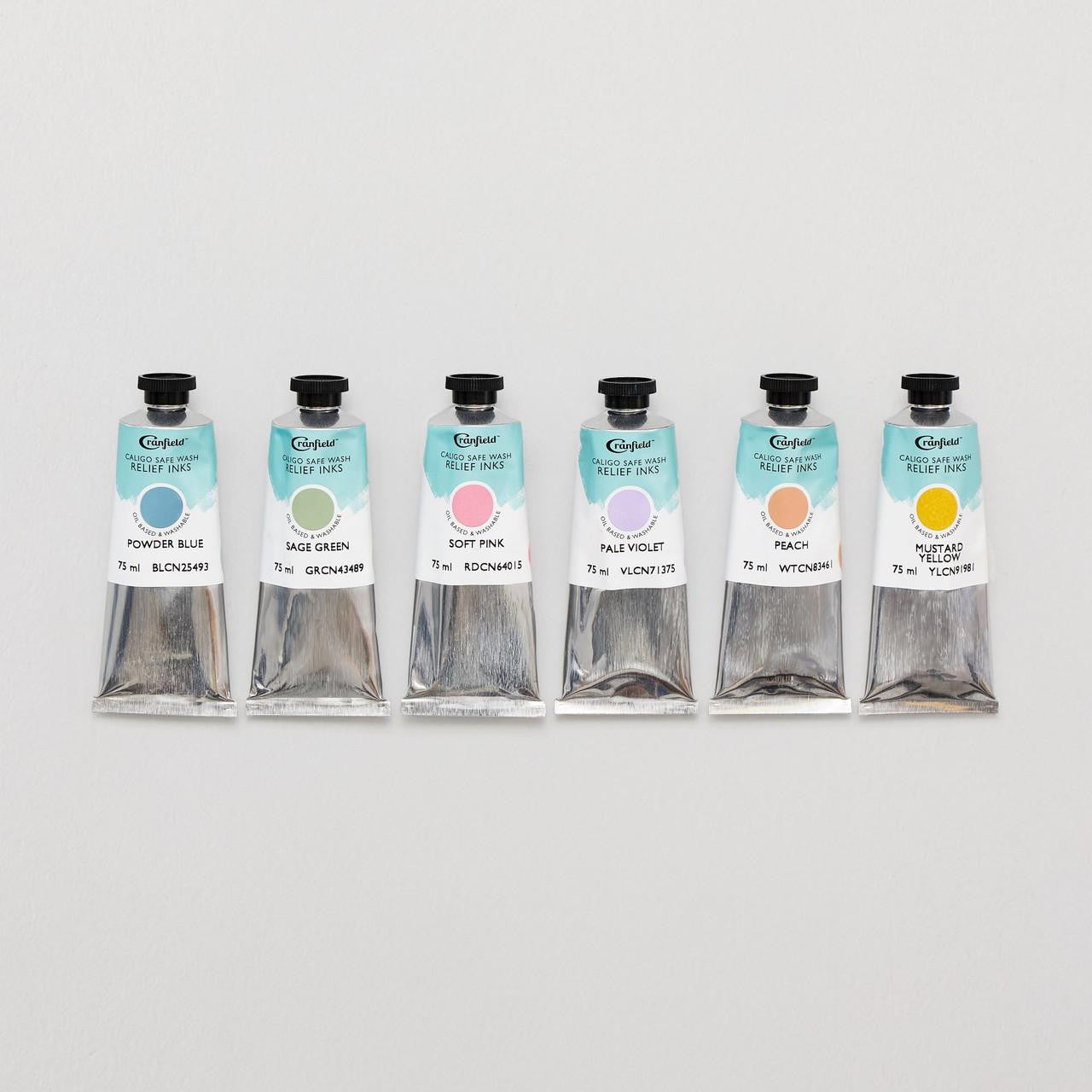 CRANFIELD SAFE WASH RELIEF PRINTING INK SET 6 SOFT SHADES