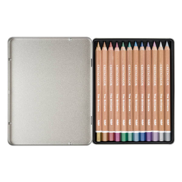 CRETACOLOR BRILLIANTS MEGA COLOUR PENCIL SET METALLIC SET 12